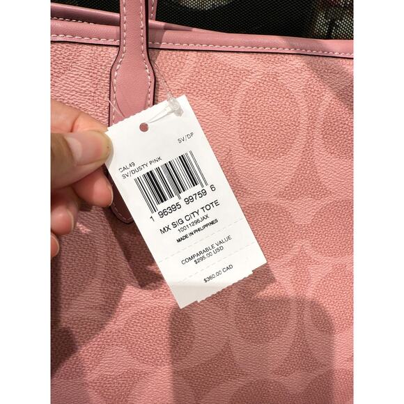 Last 1 ‼️COACH City Tote Bag In Signature Canvas CAL49 Dusty Pink - Picture 5 of 7